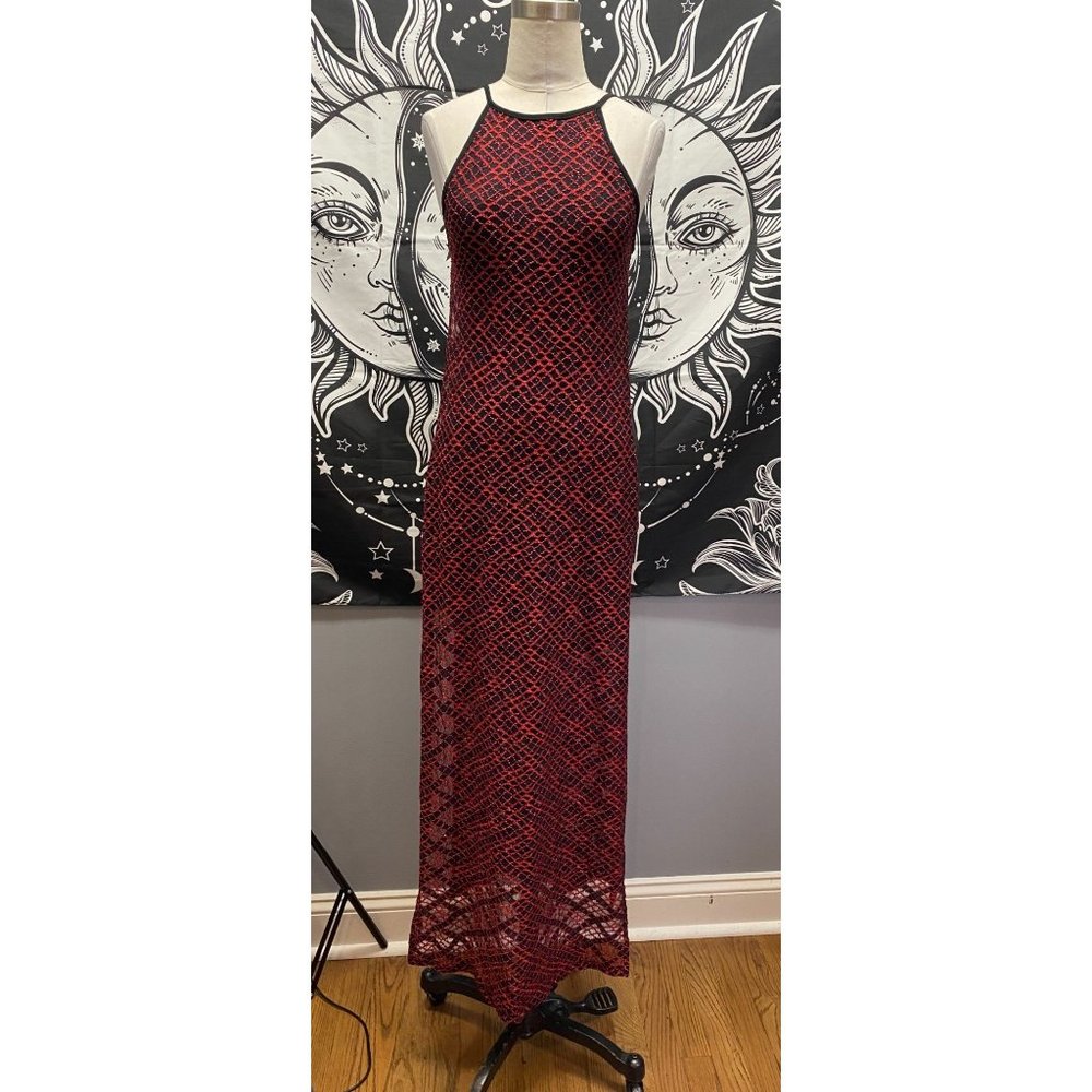 NWT fabulous red and black sleeveless maxi over black mini Small